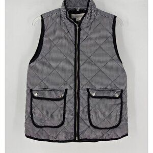 New Workshop Republic Clothing M White Black Geometric Zip Quilted Puffer Vest